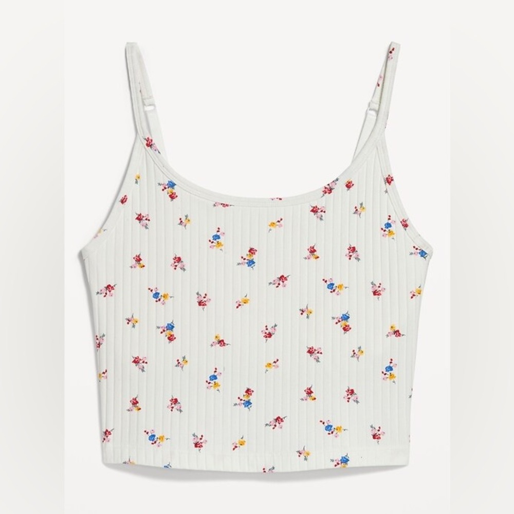 FLORAL FITTED RIBBED CAMI TANK
